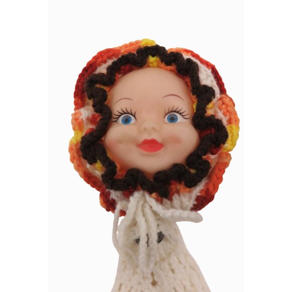 DOLL FACE Pot Holders Crochet Set of 2 Handmade Knitted 1970s Vintage - Picture 3 of 10